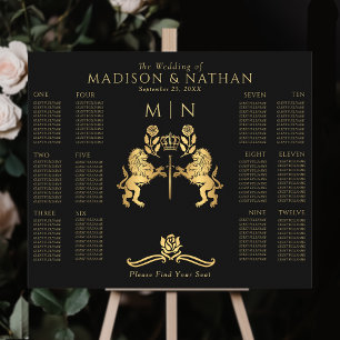 Black Royal Lion Gold Hochzeitskarte Poster