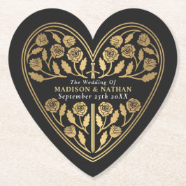 Black Royal Medieval Gold Sword Wedding Untersetzer