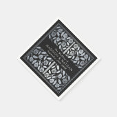 Black Royal Medieval Silver Sword Wedding Serviette (Ecke)