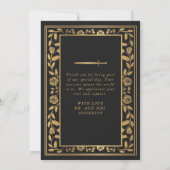 Black Royal Medieval Sword Wedding Dankeskarte (Rückseite)