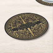 Black Royal Medieval Sword Wedding Runder Pappuntersetzer (Angewinkelt)