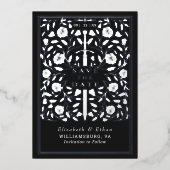 Black Royal Medieval Sword Wedding Save the Date Folieneinladung (Vorderseite)