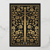 Black Royal Medieval Sword Wedding Table Card Folieneinladung (Rückseite)