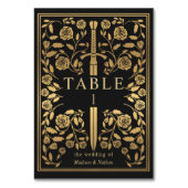 Black Royal Medieval Sword Wedding Tischnummer (Vorderseite)