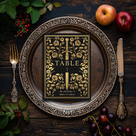 Black Royal Medieval Sword Wedding Tischnummer