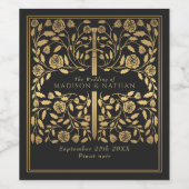 Black Royal Medieval Sword Wedding Weinetikett (Einzelnes Label)