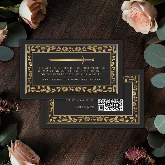 Black Royal Sword Wedding Website UAWG QR Code Begleitkarte