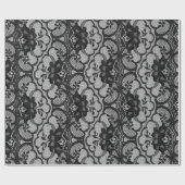 Black Royal Vintag Floral Vintag Lace Geschenkpapier (Flach)