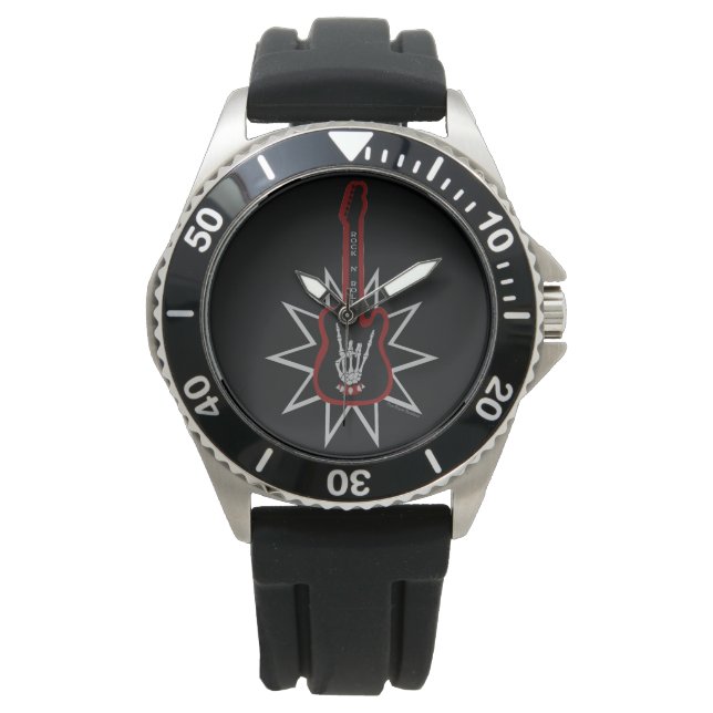 Black Rubber Watch - Rock n' Roll Armbanduhr (Vorderseite)