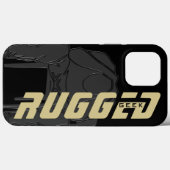 Black Rugged Geek Man Holding Head Thinking Man Case-Mate iPhone Hülle (Rückseite (Horizontal))