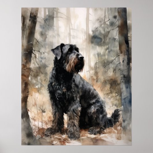 Black Russian Terrier Dog Art Print Poster (Vorne)