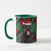 Black Russian Terrier Dog Green Red Holiday Karier Tasse (Links)