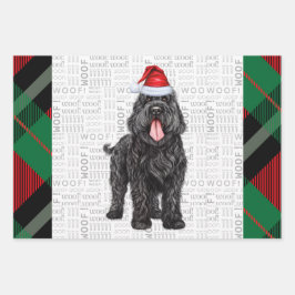 Black Russian Terrier Dog Green Red Kariert Holida Geschenkpapier Set