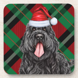 Black Russian Terrier Dog Holiday Green Kariert Getränkeuntersetzer