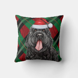 Black Russian Terrier Dog Holiday Kariert Weihnach Kissen