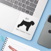 Black Russian Terrier Dog Silhouette Vinyl Sticker (Laptop mit iPhone)
