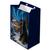 Black Russian Terrier Holiday Card Mittlere Geschenktüte (Vorderseite Schrägansicht)