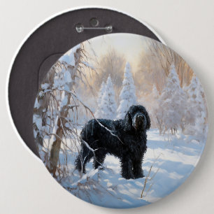 Black Russian Terrier Let It Snow Weihnachten Button