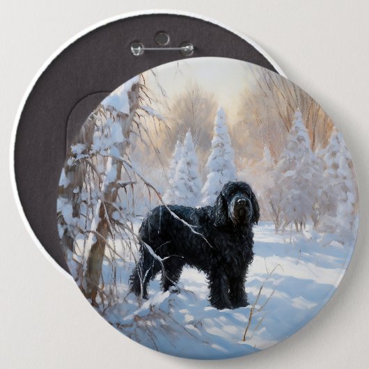 Black Russian Terrier Let It Snow Weihnachten Button (Vorne & Hinten)