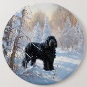 Black Russian Terrier Let It Snow Weihnachten Button (Vorderseite)