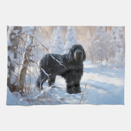 Black Russian Terrier Let It Snow Weihnachten Geschirrtuch (Horizontal)