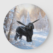Black Russian Terrier Let It Snow Weihnachten Große Wanduhr (Vorderseite)
