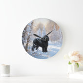 Black Russian Terrier Let It Snow Weihnachten Große Wanduhr (Zuhause)