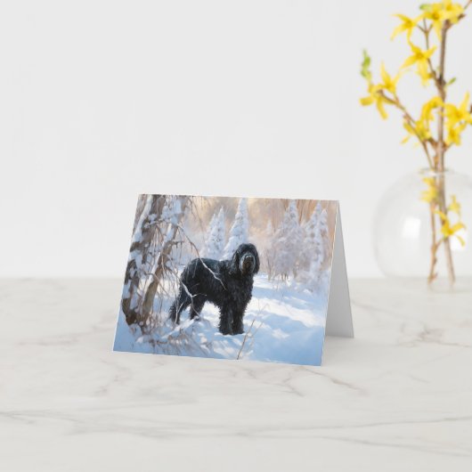 Black Russian Terrier Let It Snow Weihnachten Karte (Gelbe Blume)
