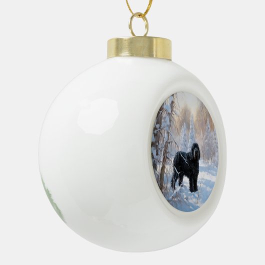 Black Russian Terrier Let It Snow Weihnachten Keramik Kugel-Ornament (Links)