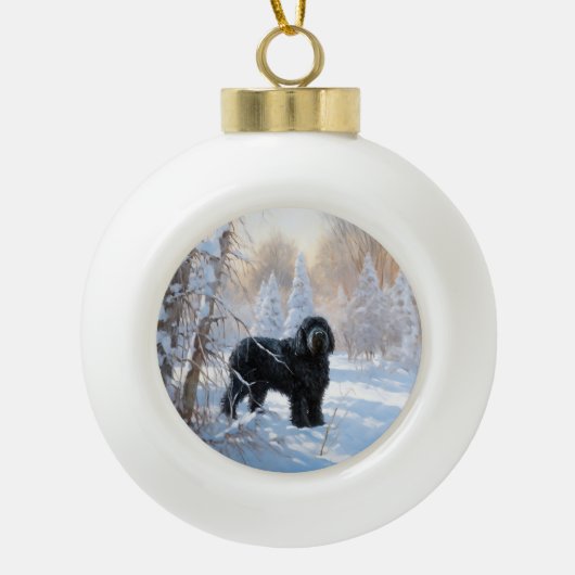 Black Russian Terrier Let It Snow Weihnachten Keramik Kugel-Ornament (Vorderseite)