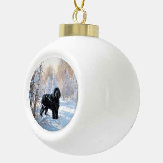 Black Russian Terrier Let It Snow Weihnachten Keramik Kugel-Ornament (Rechts)