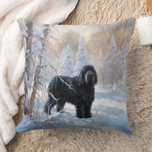 Black Russian Terrier Let It Snow Weihnachten Kissen (Decke)