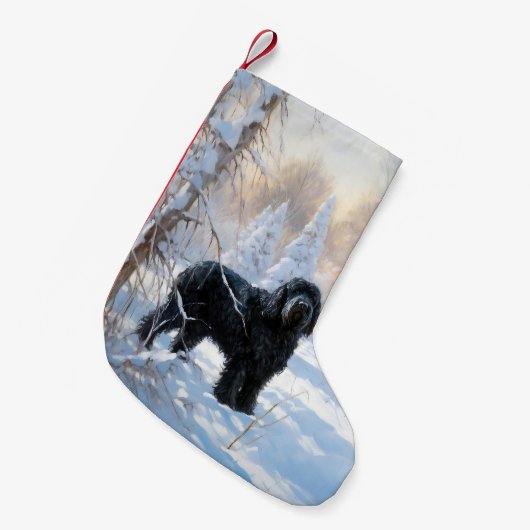 Black Russian Terrier Let It Snow Weihnachten Kleiner Weihnachtsstrumpf (Vorderansicht (hängend))