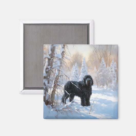 Black Russian Terrier Let It Snow Weihnachten Magnet (Vorderseite/Rückseite)