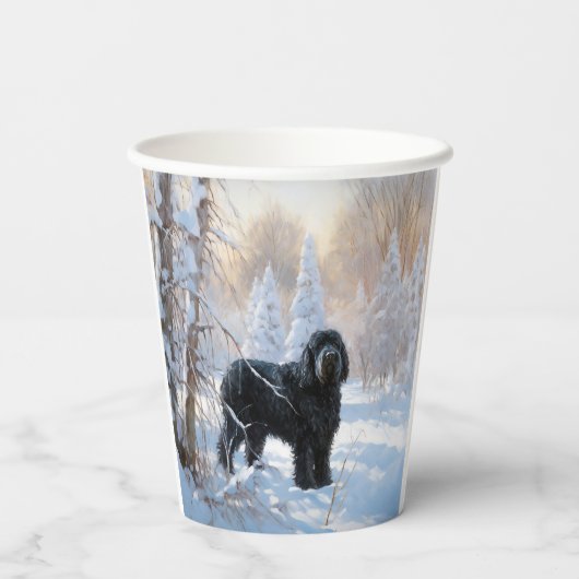 Black Russian Terrier Let It Snow Weihnachten Pappbecher (Rückseite)