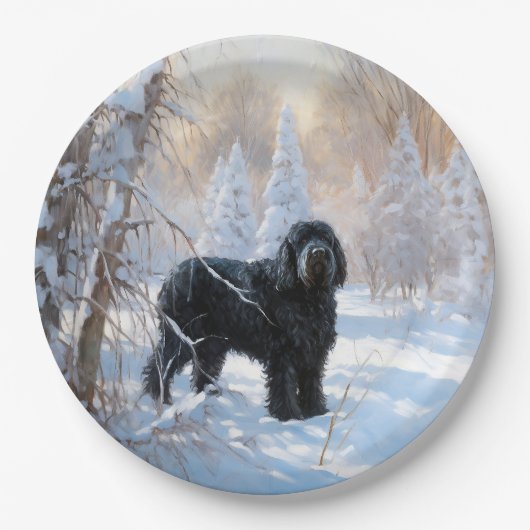 Black Russian Terrier Let It Snow Weihnachten Pappteller (Vorderseite)