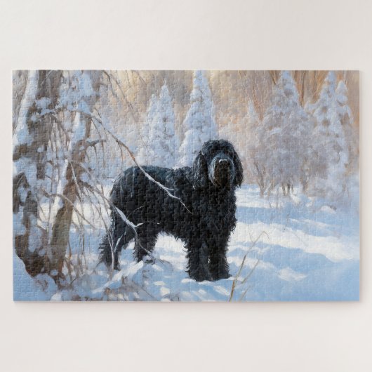 Black Russian Terrier Let It Snow Weihnachten Puzzle (Horizontal)