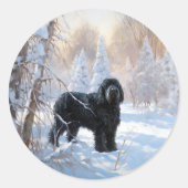 Black Russian Terrier Let It Snow Weihnachten Runder Aufkleber (Vorderseite)