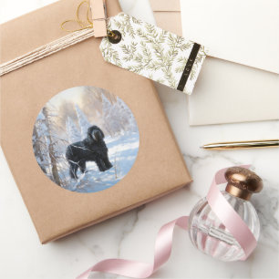Black Russian Terrier Let It Snow Weihnachten Runder Aufkleber