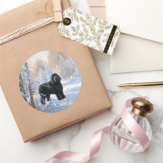 Black Russian Terrier Let It Snow Weihnachten Runder Aufkleber (Schenken)