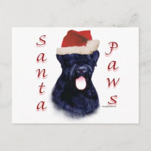 Black Russian Terrier Santa Paws Feiertagspostkarte
