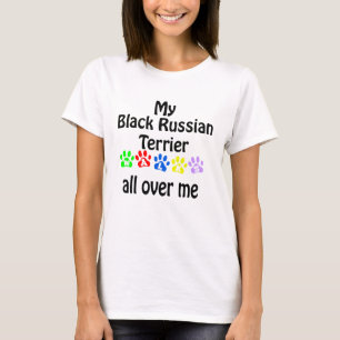 Black Russian Terrier Walks Design T-Shirt