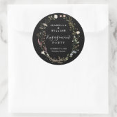 Black Rustic Boho Wildblume Engagement Party Runder Aufkleber (Tasche)