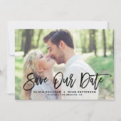 Black Rustic Brush Calligraphy Foto Rette unser Da Save The Date (Vorderseite)