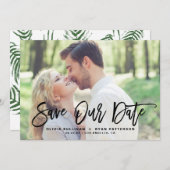 Black Rustic Brush Calligraphy Foto Rette unser Da Save The Date (Vorne/Hinten)