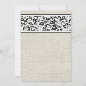 Black Rustic Burlap Linen Bridal Dusche Einladung (Rückseite)