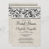 Black Rustic Burlap Linen Bridal Dusche Einladung (Vorne/Hinten)