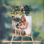 Black Rustic Calligraphy Abschluss Foto Acrylschild (Neutral)