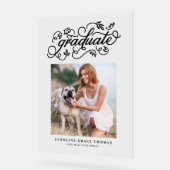 Black Rustic Calligraphy Abschluss Foto Acrylschild (Winkel)