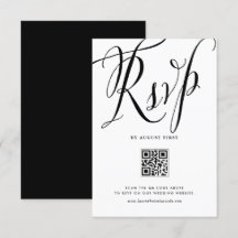 Black Rustic Calligraphy QR Code Wedding
